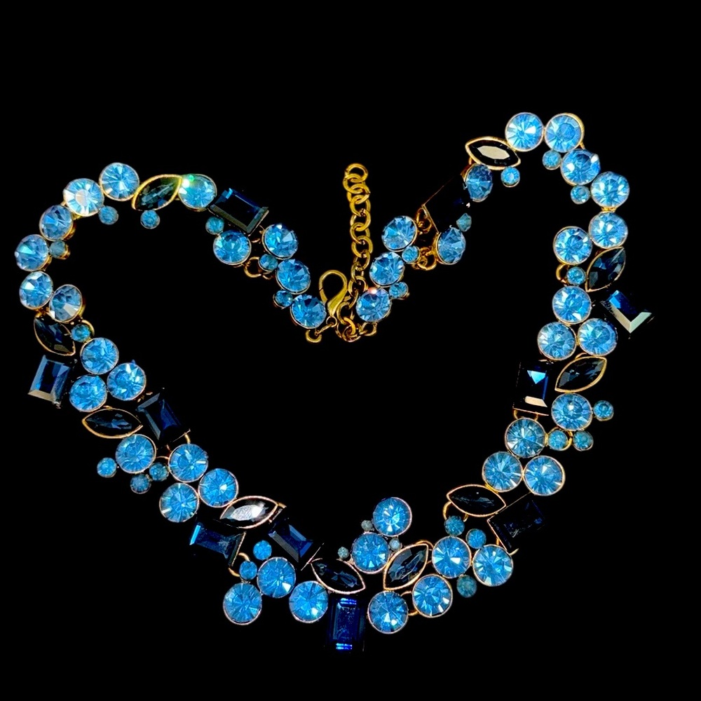 Vintage Blue Glass Rhinestone Necklace